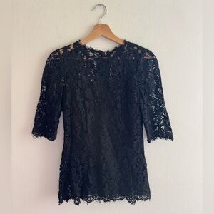 Dolce & Gabbana lace top black sheer 1/2 sleeve
